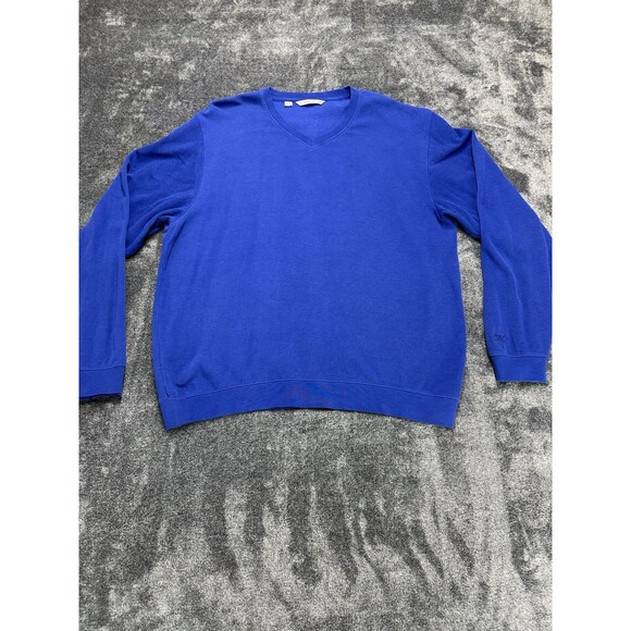 Cutter & Buck Mens L Long Sleeve V Neck Pullover Sweater Tour Blue - Picture 1 of 10